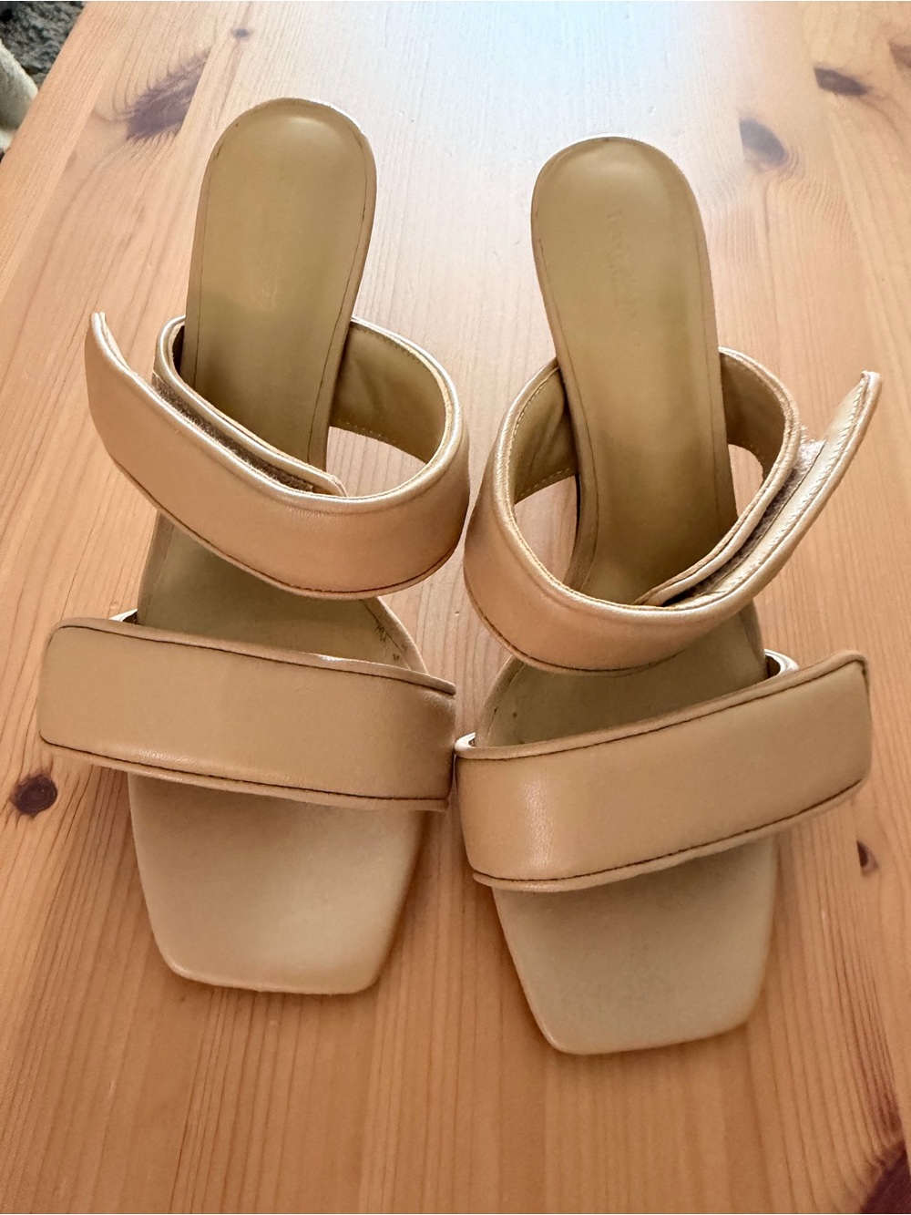 Tony Bianca Beige Leather Double-Strap Velcro Women’s heel Sandals size 8